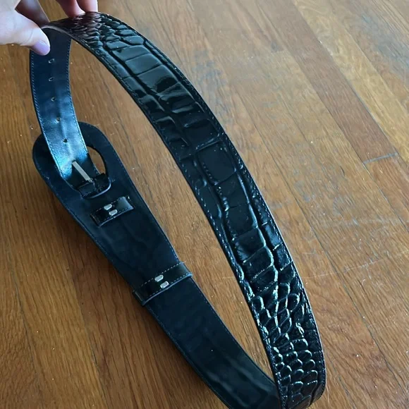 Anne Fontaine Maldivia black croc embossed belt - Picture 9 of 10